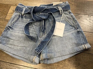 Brandneu Kancan Jeans Paper Bag Denim Shorts mit Krawatte M-XL - Bild 1 von 2