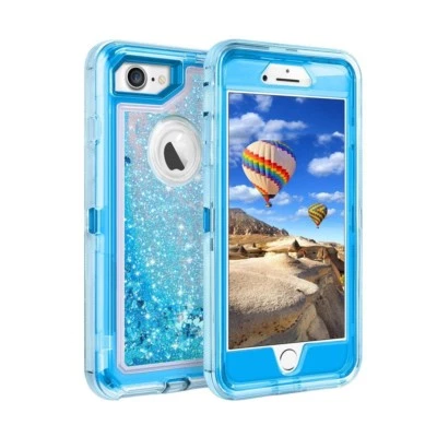Para iPhone 6/7/8/P/X Funda Protectora de Purpurina Líquida Quicksand con Clip se ajusta a Otterbox Foto 1 de 4