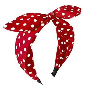 Bow Headbands for Women Girls Polka Dot Headband Red - Picture 1 of 7