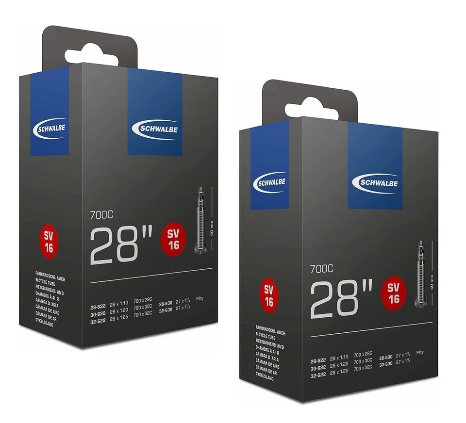 2x Schwalbe SV16 Inner Bicycle Tubes Presta fits 700 x 28-32C and 27 x 1¼ Tyres - image 1 of 1