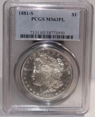 1881 S Morgan Dollar MS63PL PCGS - Image 1 of 2