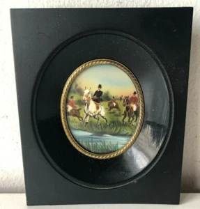  Miniatura decorativa  - piccolo quadro -miniature - scena di caccia - Picture 1 of 5