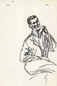 Man Solitary Pfeifige Kontemplation Mid Century Salzman Charakterstudie 1960er - Bild 1 von 2