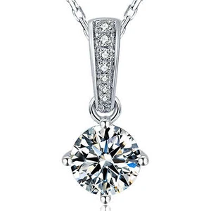 1 CT Round VVS1 D Lab Created Moissanite Pave Necklace 925 Silver - Picture 1 of 5