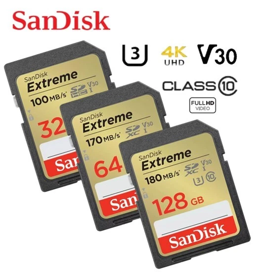 SanDisk EXTREME 16GB 32GB 64GB 128GB SD SDHC SDXC Camera Memory card 4K V30 AU - Image 1 of 1