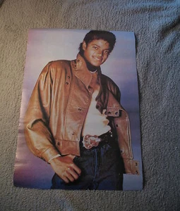 Michael Jackson 1983 Brown Leather Jacket Jeans Purple Poster VGEX C7 - Bild 1 von 1