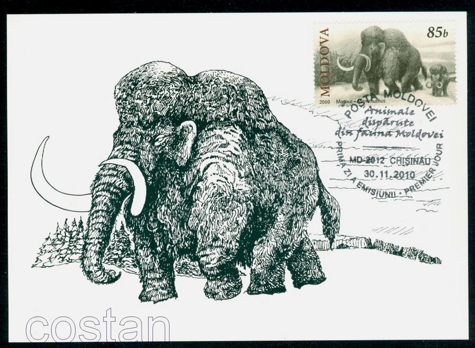 2010 Mammoth,Mammuthus,Prehistoric and extincted animals,Moldova,FDC Maxi card - Image 1 of 1