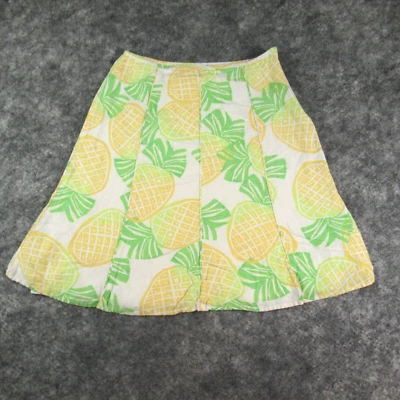 Sigrid Olsen Skirt Womens 12 White Yellow Green Pineapples Side Zip Lined Casual Foto 1 de 4