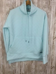 Nine West Active Funnel Neck Sweatshirt Women's Small Kangaroo Pocket Aqua NEW - Picture 1 of 5
