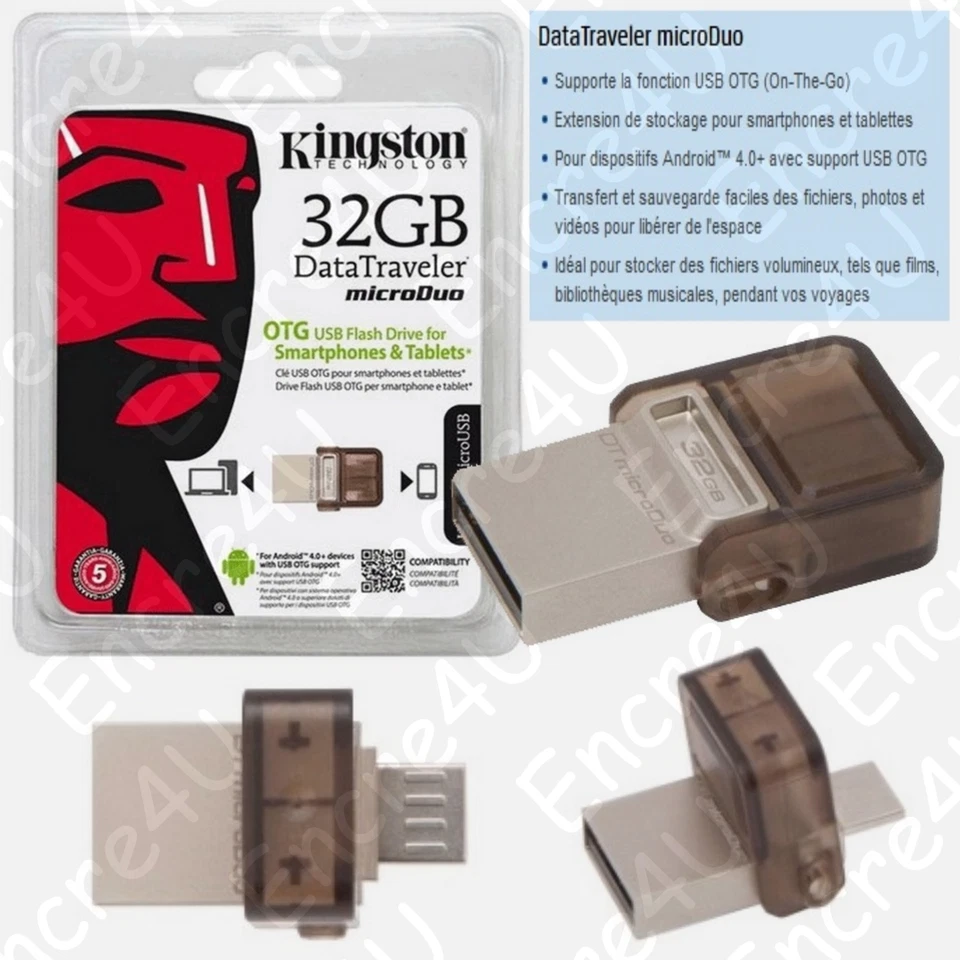 Clé USB 32 Giga OTG Datatraveler MicroDuo Kingston existe aussi en 8 16 64 Go Gb