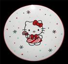 Hello Kitty Candy Cane Dress Polka Dots Stars Red Rim 10-1/2" Dinner Plate New