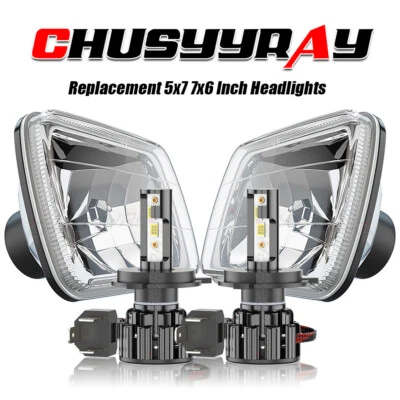 1Pair 7x6" LED Headlights Replacement H6054 for Nissan Pickup Hardbody 1983-1997 - Image 1 of 4