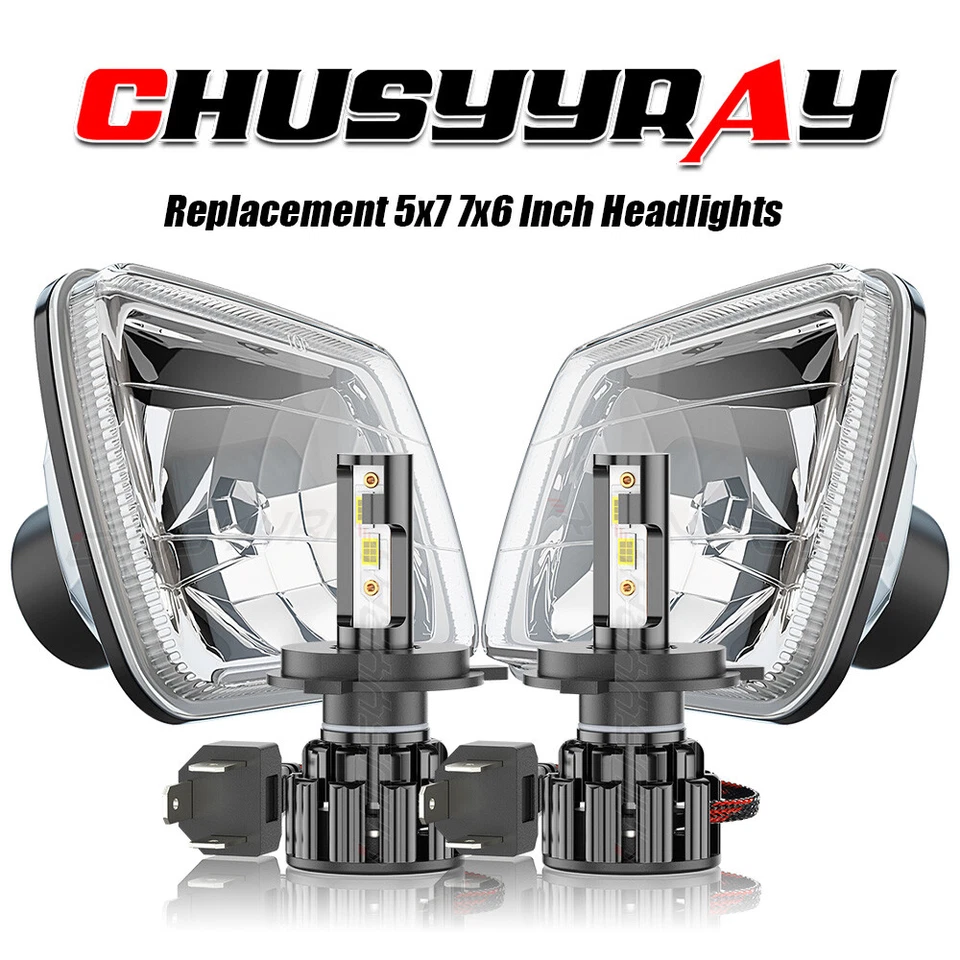 1Pair 7x6" LED Headlights Replacement H6054 for Nissan Pickup Hardbody 1983-1997 - Image 1 of 4