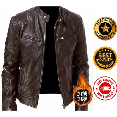 Cafe Racer Men’s Leather Jacket High-Quality Sheep Skin Motorcycle Biker Jacket - Image 1 of 4