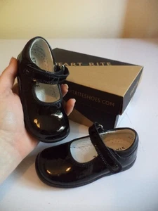 clarks start-rite Girls slide black patent leather school Shoes size 6.5 6.5F 23 - Picture 1 of 4