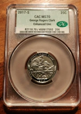2017 S Quarter George Rogers Clark CAC MS70 Enhanced UNC HIGHEST GRADE - Image 1 of 2