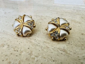 Vintage 90er Joan Rivers Herz Kunstperlen Strass Ohrringe Classic Collection - Bild 1 von 7
