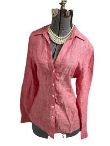 Brooks Brothers Shirt Size 14 Blouse 100% Luxurious Linen Top Lightweight 346 - Picture 1 of 22