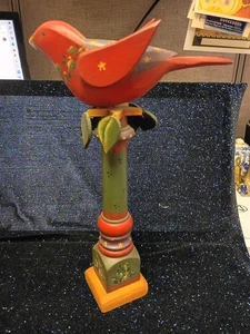 Toleware Antique Folk Bird Stand Art Maria Kurtz Original Hand Painted Signed - Picture 1 of 9