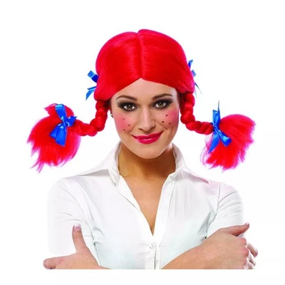 Spunky Freckled Swedish Girl Red Pigtails Wig - Image 1 of 2