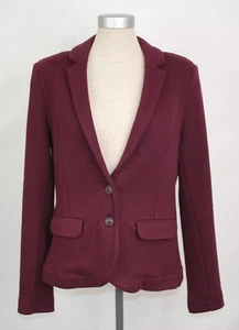 Whistles Knitted Burgundy 100% Cotton Single Breasted Blazer- Woman's UK 10 - Picture 1 of 8