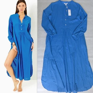 LILLY PULITZER Size L Vassa Side Slits Maxi Dress Cover-Up Morelle Blue $178 - Picture 1 of 10