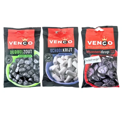 Venco Licorice Candy Assortment Double Salt Hard, Chalk, Coins Netherlands Candy - Image 1 of 4