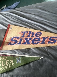 Vintage The Sixers Full Size Felt Pennant Flag Banner - NBA Philadelphia 76ers - Picture 1 of 10