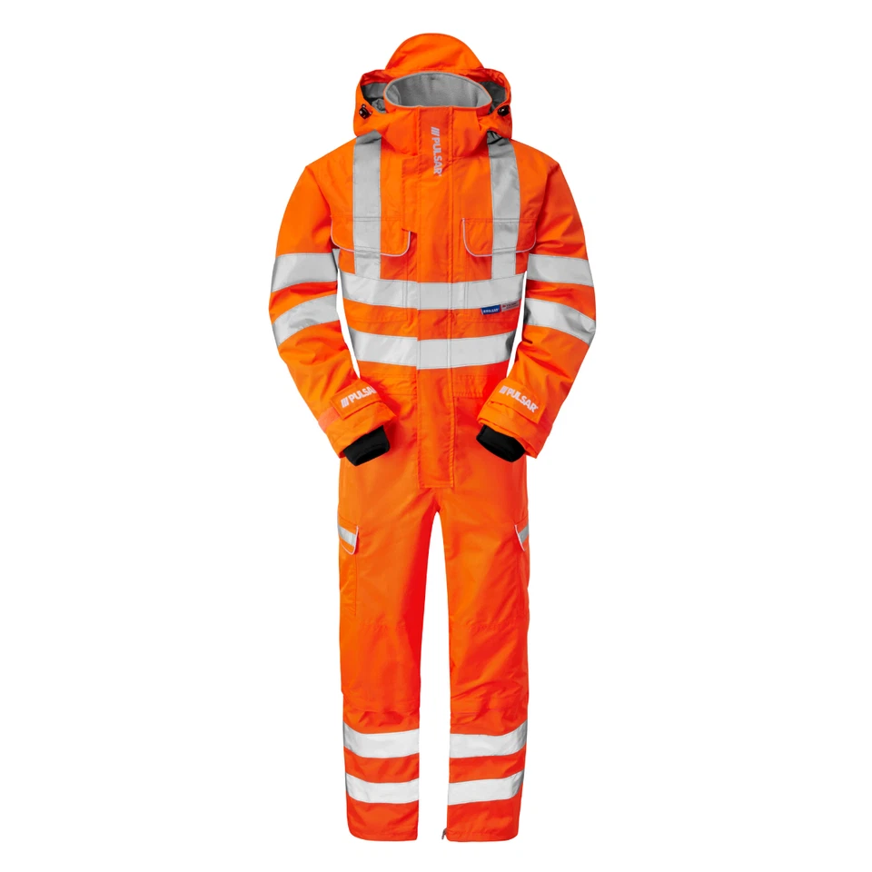 Pulsar Hi Vis Orange Waterproof Coverall RIS-3279-TOM Rail Workwear EN ISO 20471 - Image 1 of 1