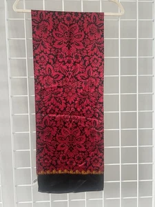 Talbots Seiden Rechteck Schal Schwarz Rot Gold - Bild 1 von 5