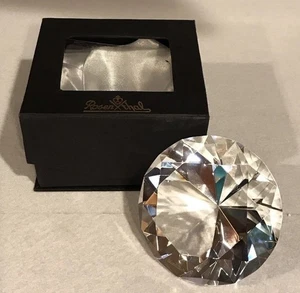 Signed Rosenthal 24% Lead Faceted Crystal Diamond Paperweight In Satin Lined Box - Picture 1 of 9