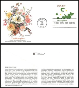 1980 Honeybee U599 FDC Fleetwood pollination agriculture orange blossoms insects - Picture 1 of 1