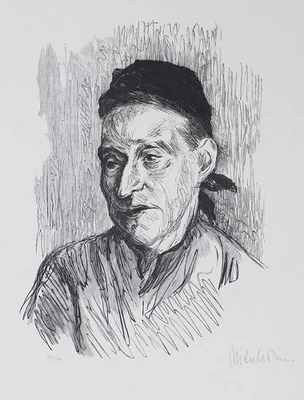 Max Liebermann, Bäuerin, Original Holzschnitt, nummeriert, signiert, 1911 - Bild 1 von 2