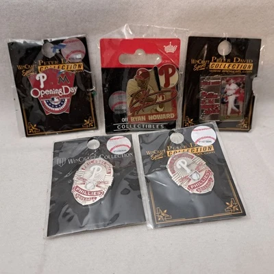 Philadelphia Phillies Pin Lot 5 Wincraft Aminco Ryan Howard Charlie Manuel New - Image 1 of 4