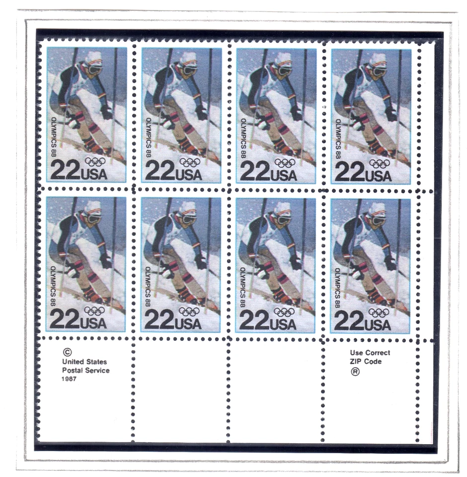 Scott #2369 Olympic Skiing Zip Block of 8 Stamps - MNH - Image 1 of 1