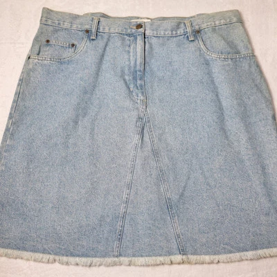 Falda Denim De Colección BILL BLASS Línea A Talla Grande 20W Azul Claro Denim Retro Años 90 Y2K Foto 1 de 4