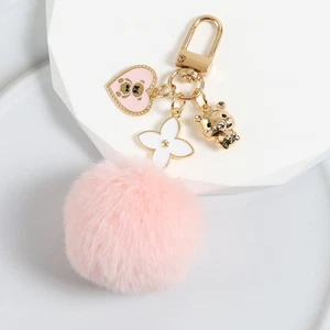 New Love Bear Fur Ball Keychain Ornament Creative Cute Accessories - Picture 1 of 14