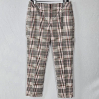 Pantalones de vestir ANN TAYLOR LOFT negros rosas azules a cuadros curvilíneos ajustados talla 6 nuevos con etiquetas Foto 1 de 4