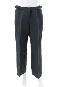 Armani Collezioni Womens Linen Waist Buckle Accent Wide Leg Pants Gray Size 4 - Picture 1 of 5