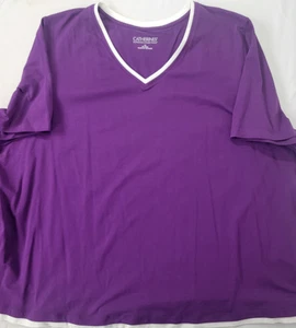 Catherines Damen Kurzarm Suprema Shirt Oberteil NEU lila V-Ausschnitt Größe 4X - Bild 1 von 6