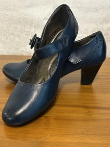 Rasolli Damen blau Kunstleder Oxford Mary Janes Heels 50er Retro Größe 10 - Bild 1 von 17
