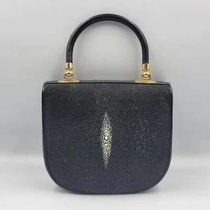 SELTEN VINTAGE KISMET SCHWARZ GOLD STACHELROCHEN LEDER KLEINE MINI CLUTCH HAND TASCHE HANDTASCHE - Bild 1 von 12