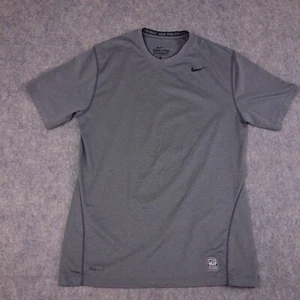 Nike Pro Combat Shirt Large Fitted Gray Short Sleeve Active Casual Mens - Picture 1 of 9