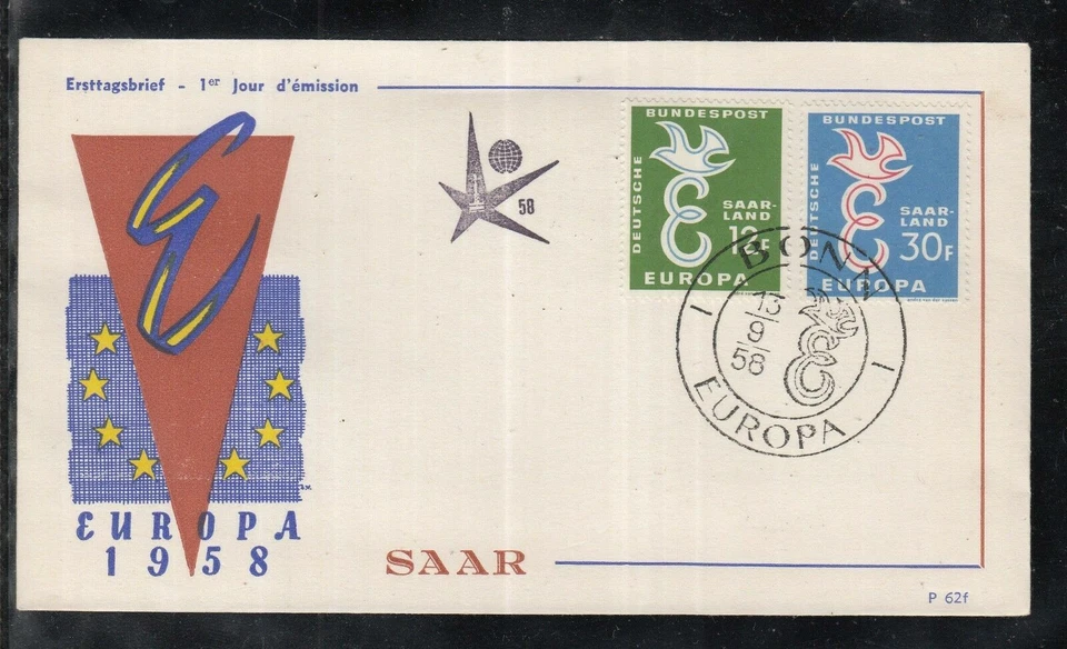 Germany Saar 1958  Europe Cept of beautiful FDC - Image 1 of 1