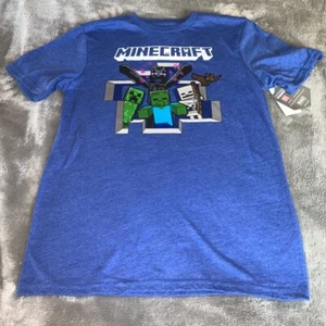 Size XXL 18 MoJang Studios Minecraft Blue Short Sleeve T Shirt Top Attach Squad - Picture 1 of 4