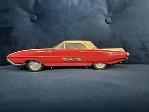 Vintage 1963 Ford Thunderbird MF-333 Tin Friction Car Red With White Top - Picture 1 of 6