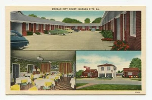 Morgan City Court Motor Tourist Motel EE. UU. 90 Louisiana Color Postal Años 50 - Imagen 1 de 2