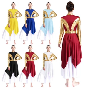 Womens Robe Christian Gown Worship Dress Color Block Costumes Liturgical Stage - Picture 1 of 70