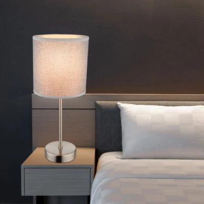 Luce da Tavolo Lampada da Comodino Grigio Lampada da Soggiorno Lettura Argento - Immagine 1 di 4