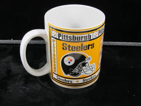 Vintage Danbury Mint Pittsburgh Steelers Game Day Mug NFL OVER THE TOP Cover